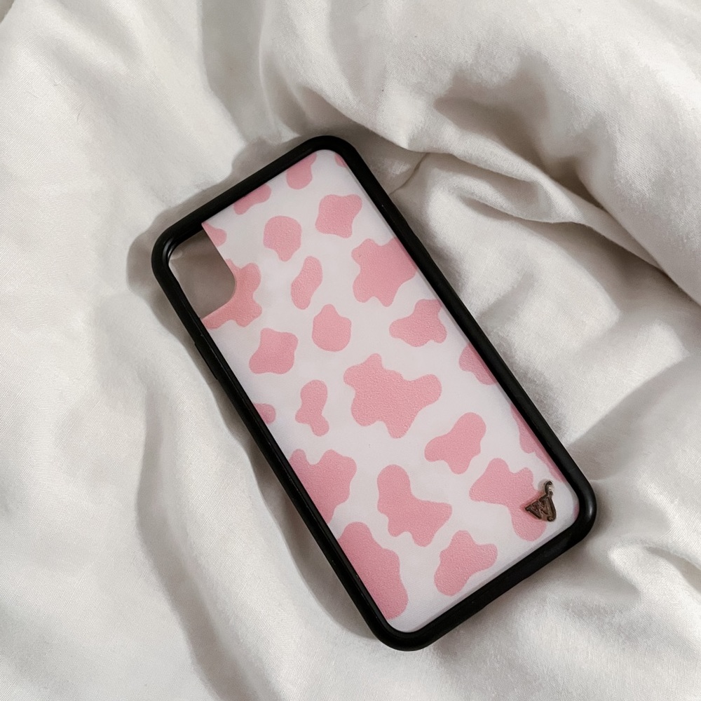 Pink Cow Print Wildflower iPhone Xr Case